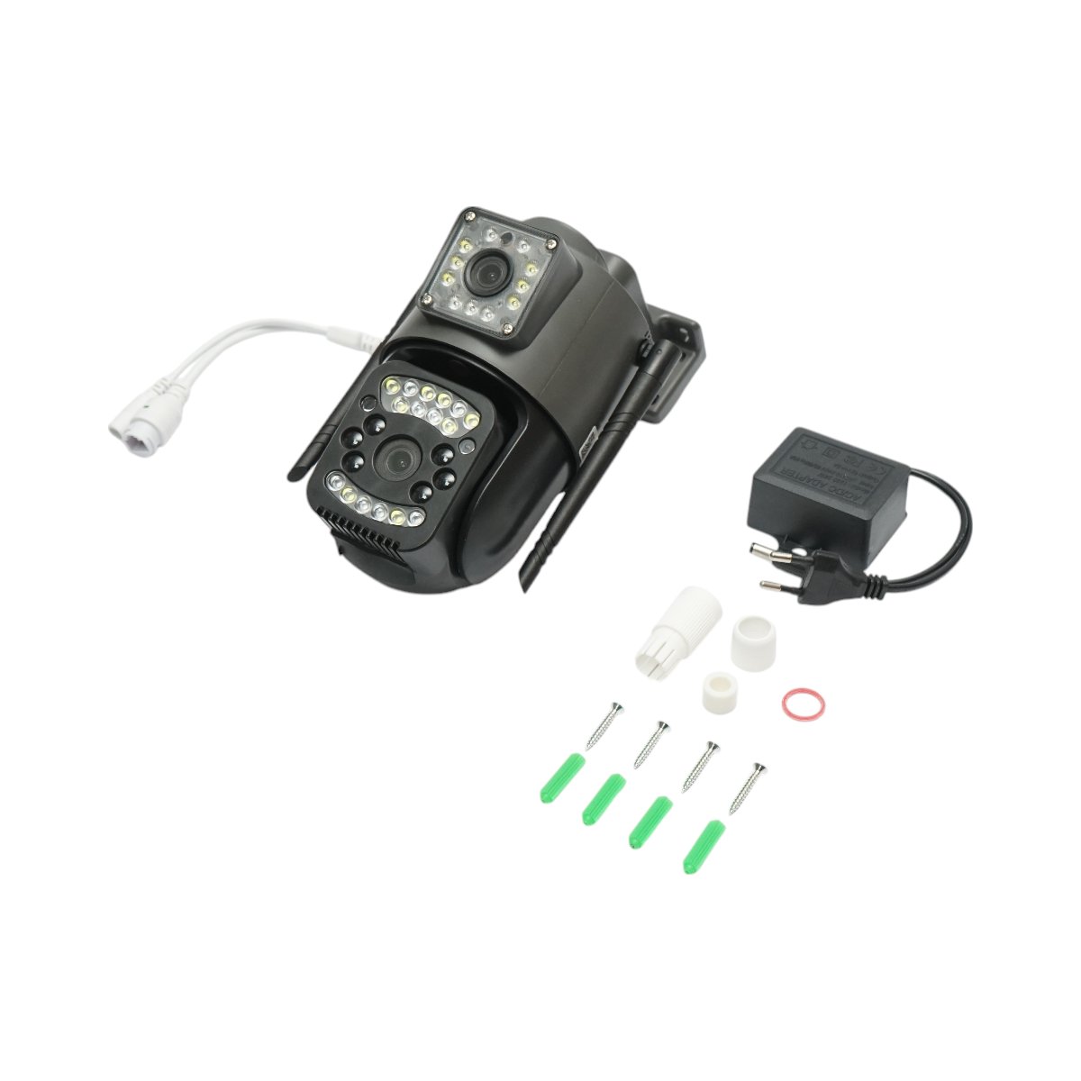 Camera de supraveghere lentila duala WIFI 2.4GHz, P2P 1080P, senzor miscare, detectie umana, night vision, PTZ rotativa 355 grade, aplicatie V380 Pro